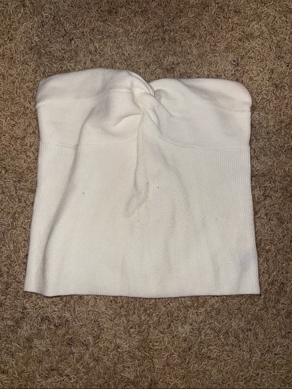 White Strapless Twist-Front Women's Sweater Top